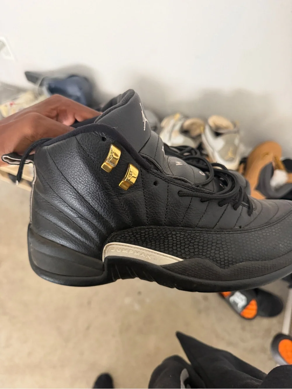 Jordan Men's Black Basketball Shoes with Gold Accents